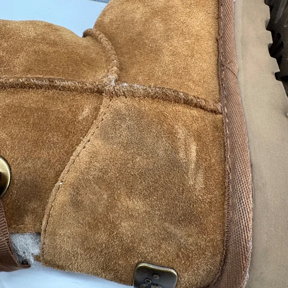 UGG Gita Bow Boot Women 7 Chestnut Suede Sheepskin Lining 1098075